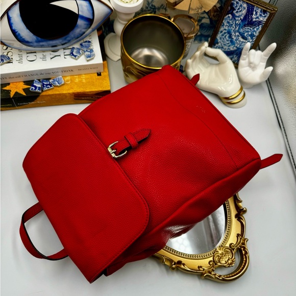 🆕 OROTON 🧿 NWOT Bueno Red Leather Backpack - Picture 15 of 16